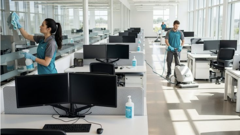 Servicio profesional de limpieza en oficina moderna en Barcelona, mejorando la productividad y el bienestar del equipo de trabajo.